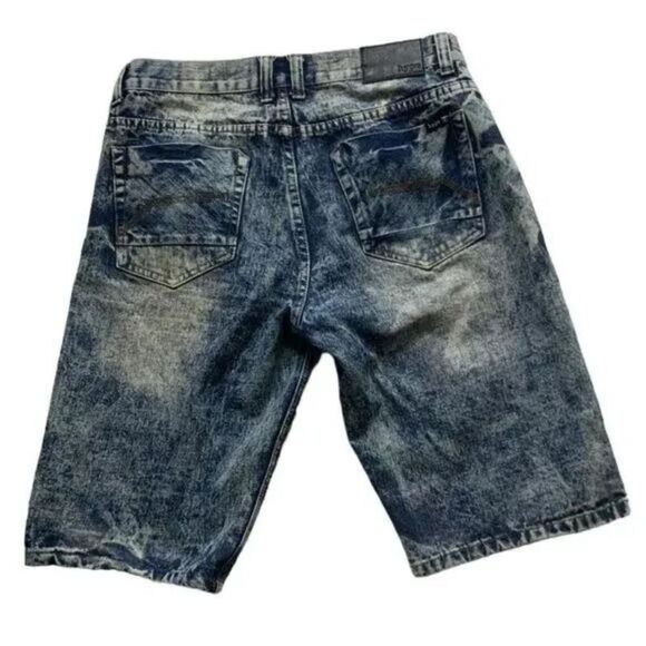 Hype Jean Short Mens Size 32 Acid Wash Distressed Whiskers Urban Hip Hop Pant - Picture 4 of 7